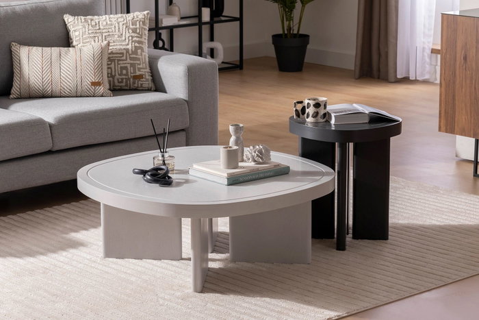 Hanah Home Mesa Auxiliar Gris 42x49x42 cm MDF Patas Madera
